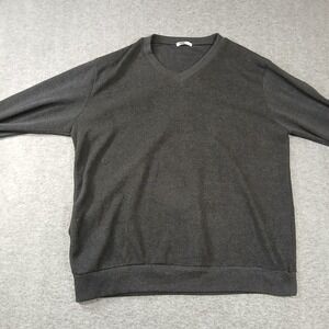 OHOO V-Neck Sweater Men 2XL Charcoal Gray Cotton Blend Long Sleeve Knit Pullover